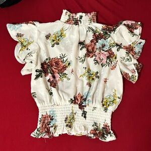 Floral Blouse Tank Top with High Neck